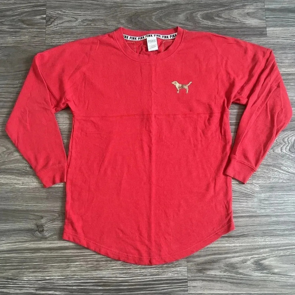 Victoria’s‎ Secret Pink Long Sleeve Christmas Sweater Spirit Jersey Red Small - Picture 1 of 9